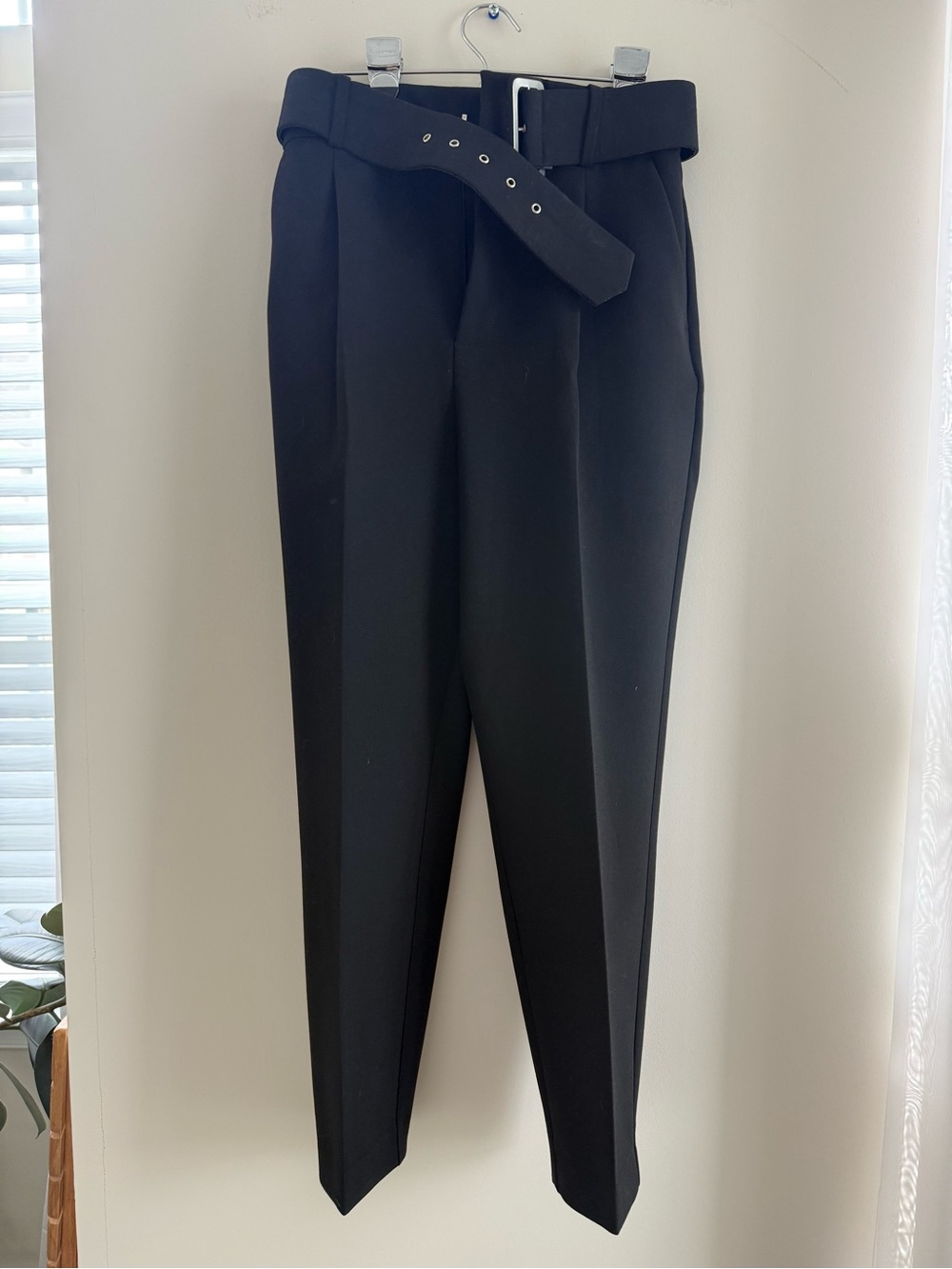 ZARA Women’s High-Waist Tailored Black Pants with Belt- Small
